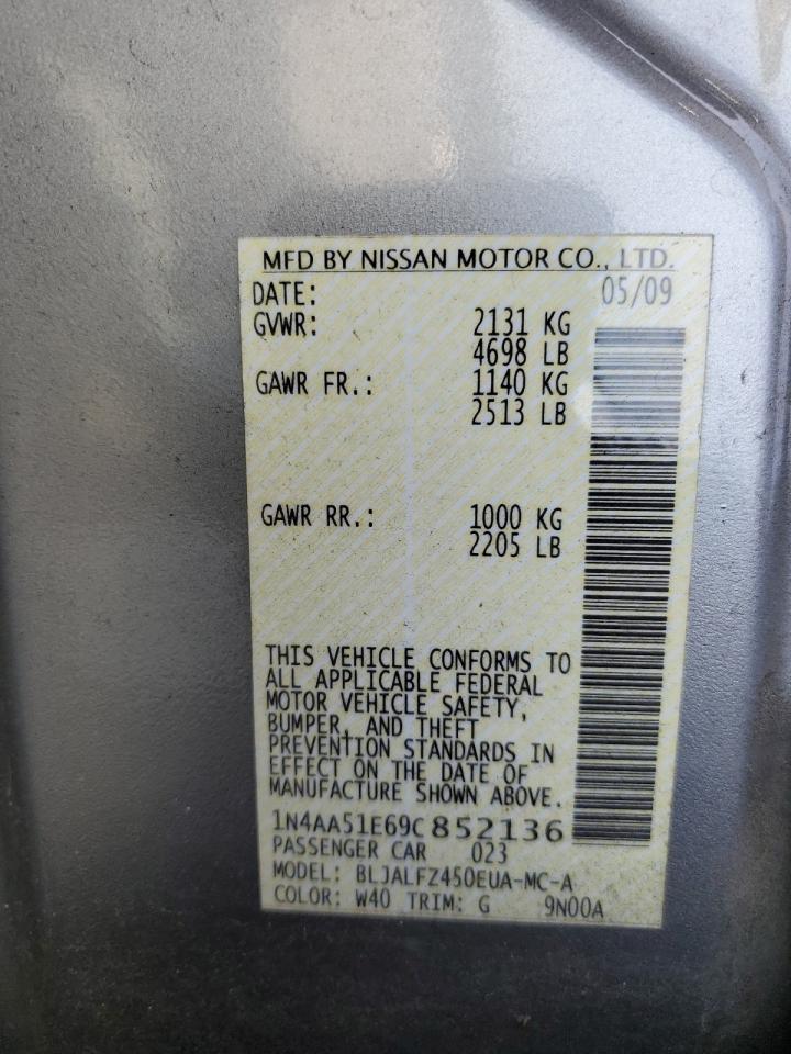 1N4AA51E69C852136 2009 Nissan Maxima S