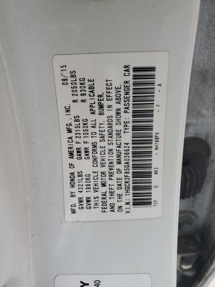 1HGCR2F85GA036624 2016 Honda Accord Exl