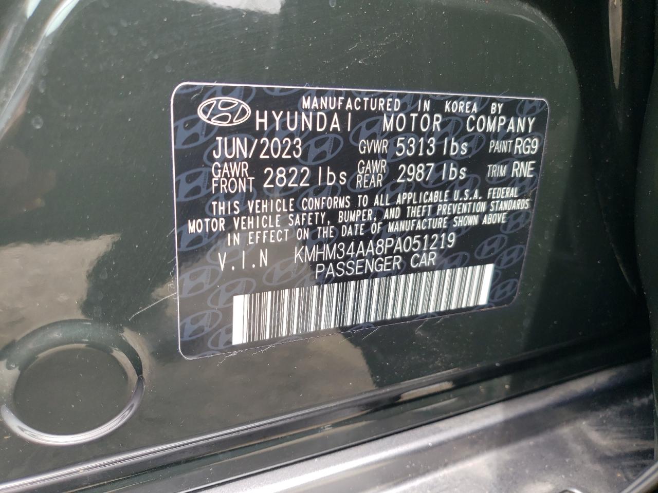 KMHM34AA8PA051219 2023 Hyundai Ioniq 6 Sel