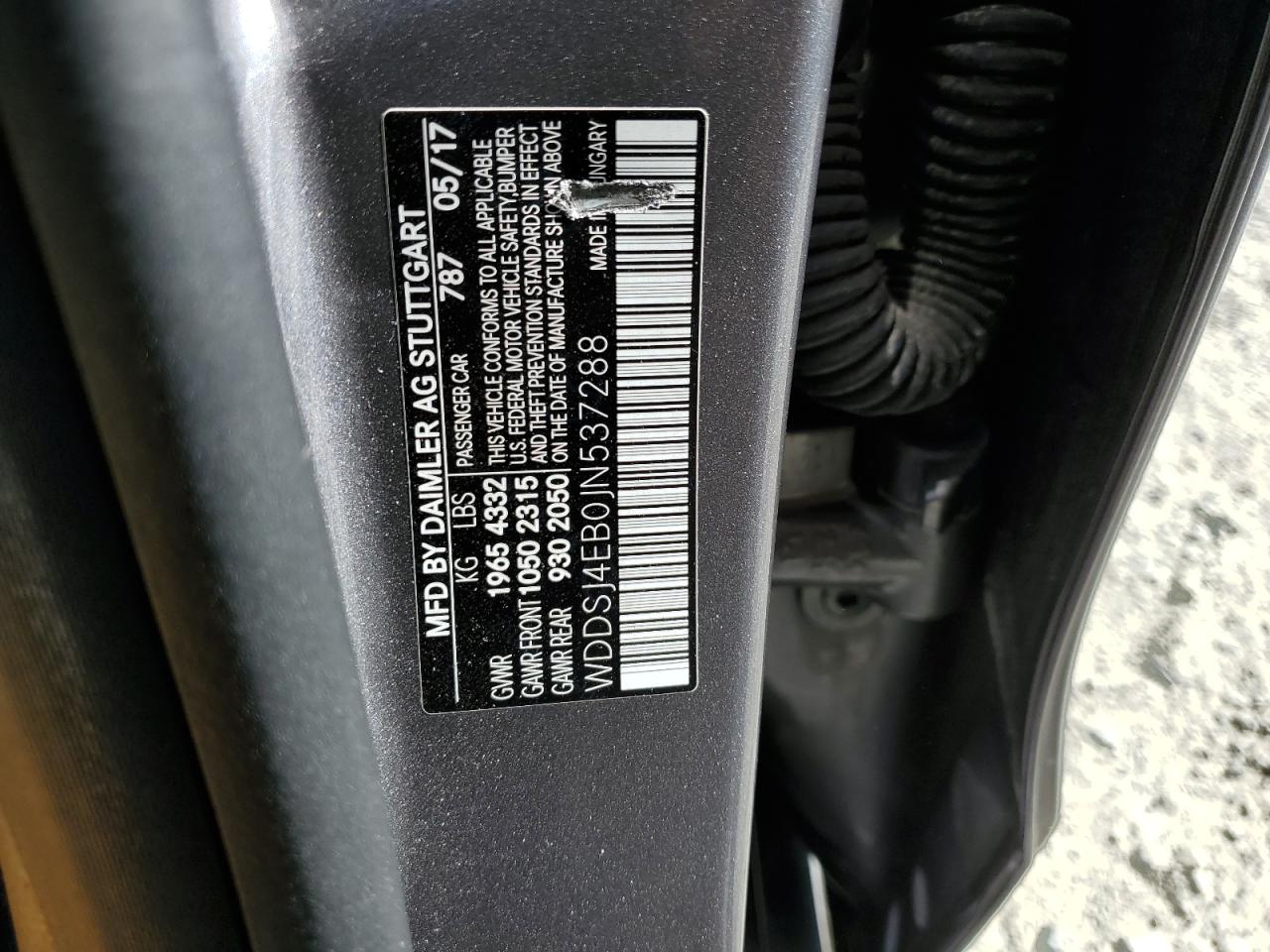 WDDSJ4EB0JN537288 2018 Mercedes-Benz Cla 250