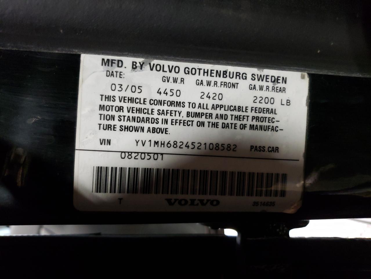 YV1MH682452108582 2005 Volvo S40 T5