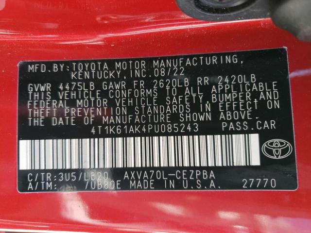 VIN 4T1K61AK4PU085243 2023 Toyota Camry, Xse no.12