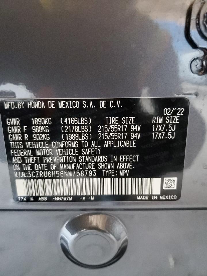 3CZRU6H56NM758793 2022 Honda Hr-V Ex