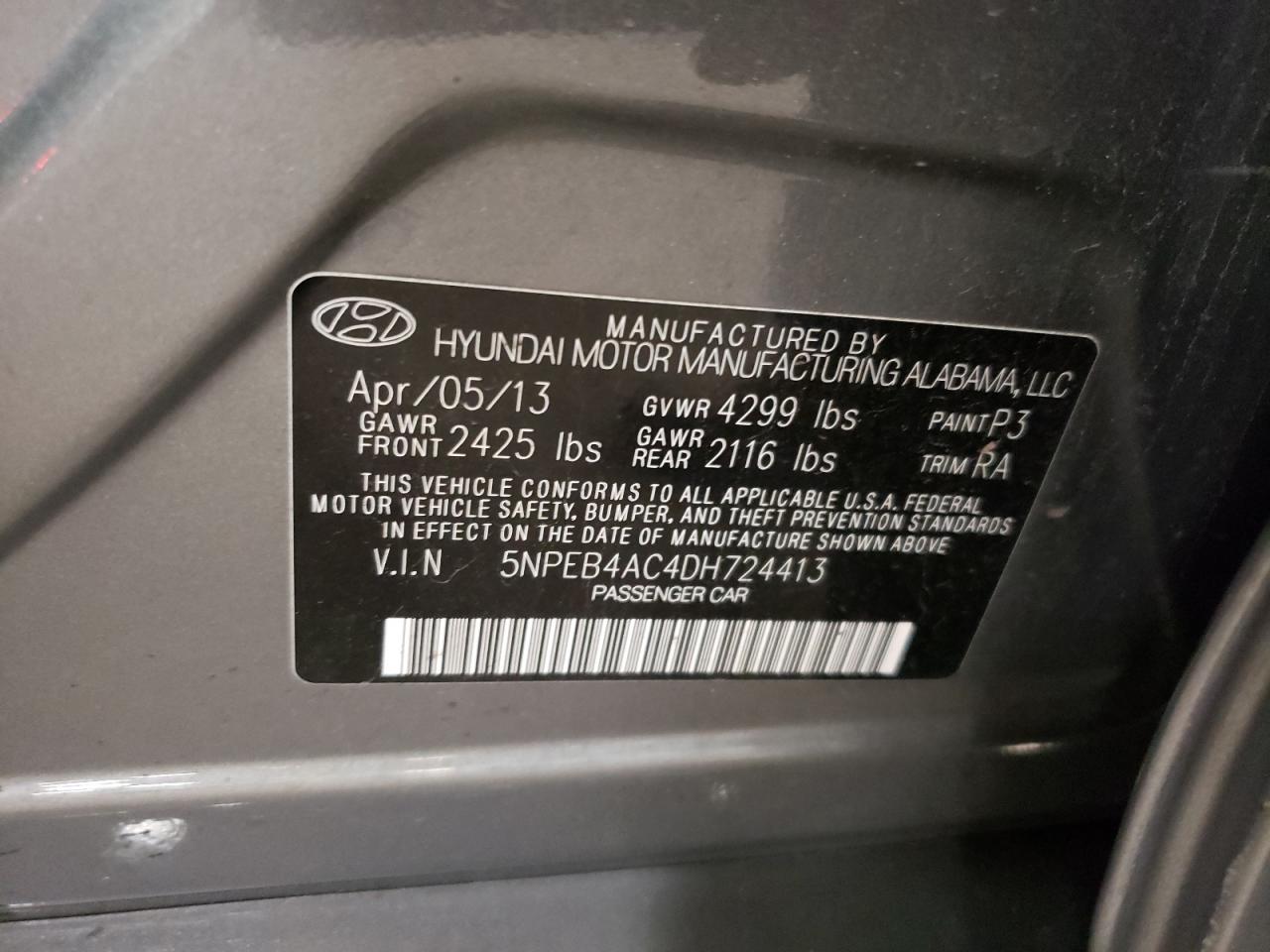 5NPEB4AC4DH724413 2013 Hyundai Sonata Gls