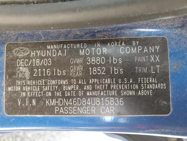 2004 Hyundai Elantra Gls VIN: KMHDN46D84U815836 Lot: 56582754