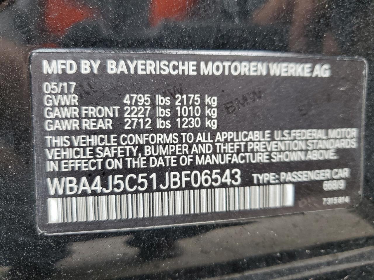 WBA4J5C51JBF06543 2018 BMW 440I Gran Coupe