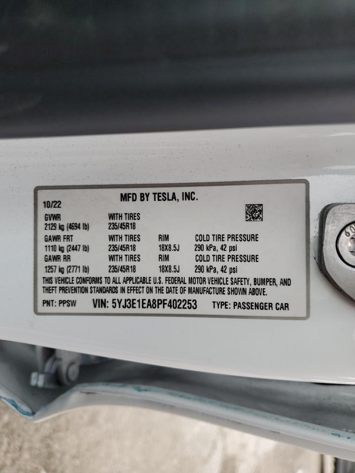 5YJ3E1EA8PF402253 2023 Tesla Model 3