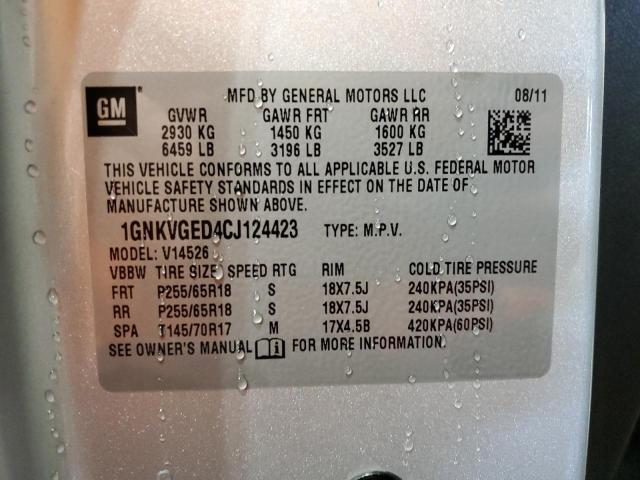 2012 Chevrolet Traverse Lt VIN: 1GNKVGED4CJ124423 Lot: 55562474