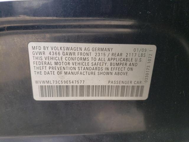 2009 Volkswagen Cc Sport VIN: WVWML73C59E547577 Lot: 53677524