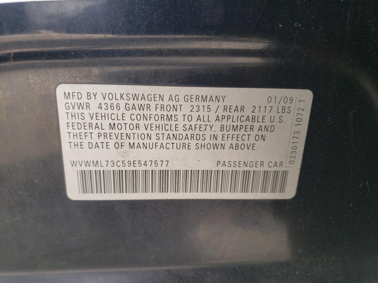 WVWML73C59E547577 2009 Volkswagen Cc Sport