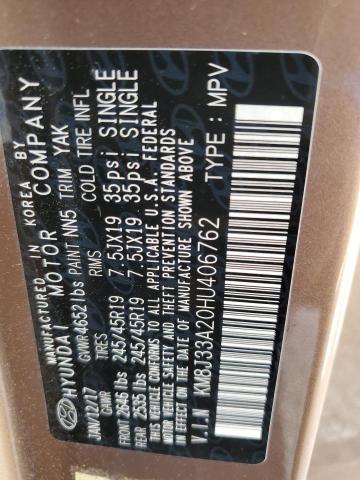 2017 Hyundai Tucson Limited VIN: KM8J33A20HU406762 Lot: 55704924