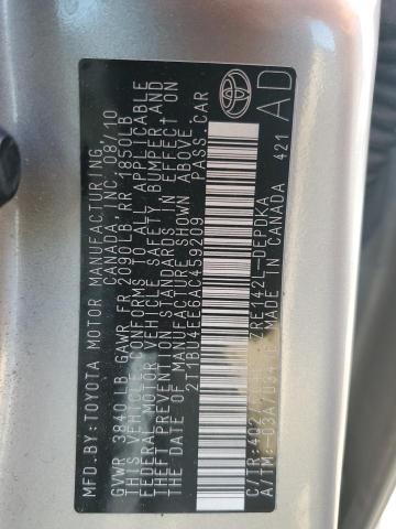 2010 Toyota Corolla Base VIN: 2T1BU4EE6AC459209 Lot: 53883014