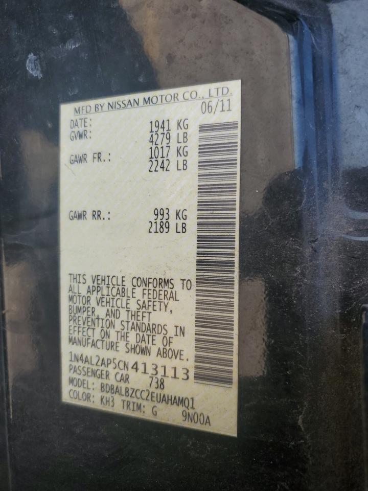 2012 Nissan Altima Base vin: 1N4AL2AP5CN413113