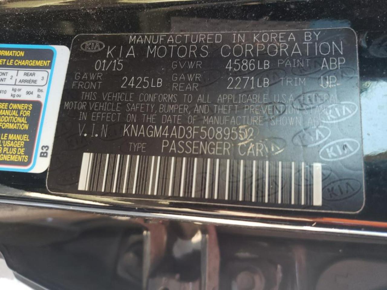 KNAGM4AD3F5089552 2015 Kia Optima Hybrid