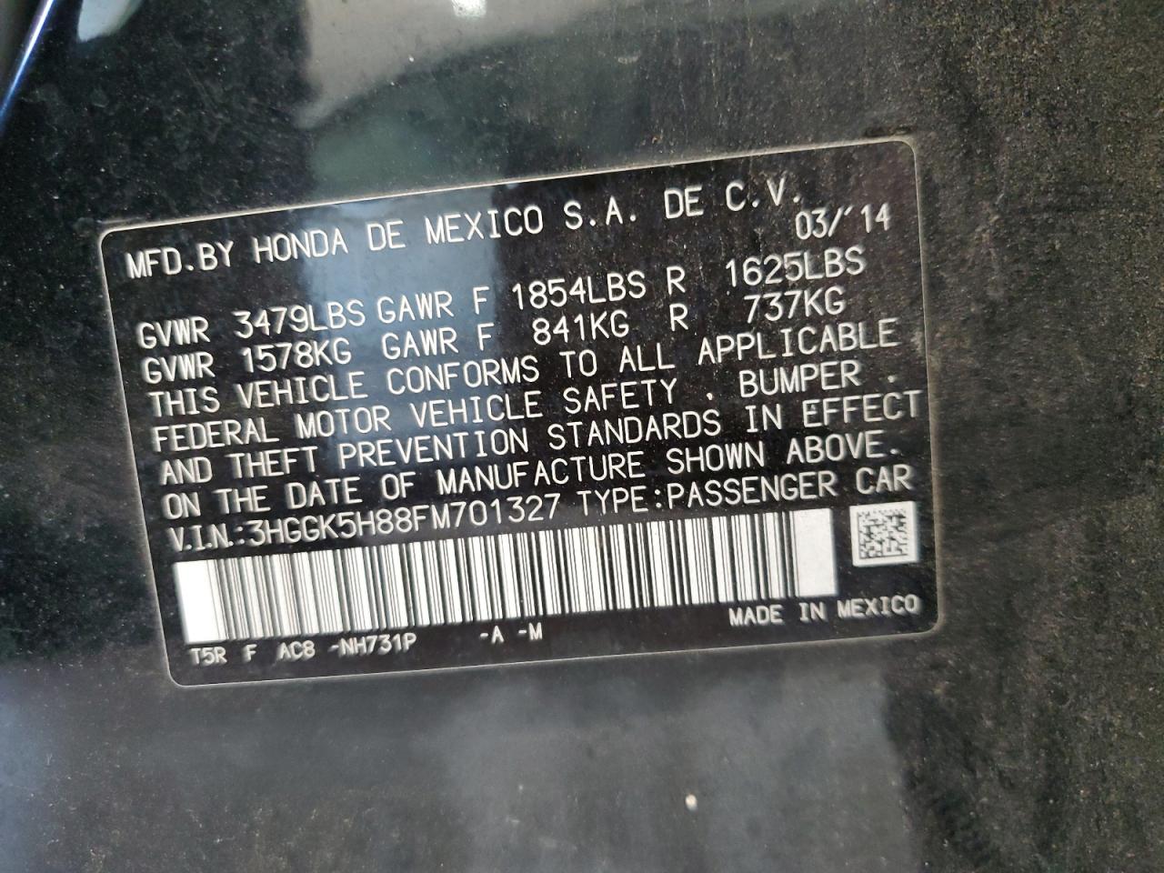 3HGGK5H88FM701327 2015 Honda Fit Ex