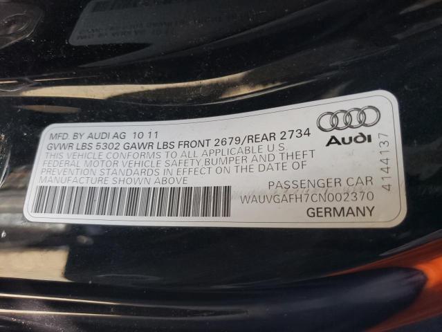 2012 Audi S5 Prestige VIN: WAUVGAFH7CN002370 Lot: 56916104