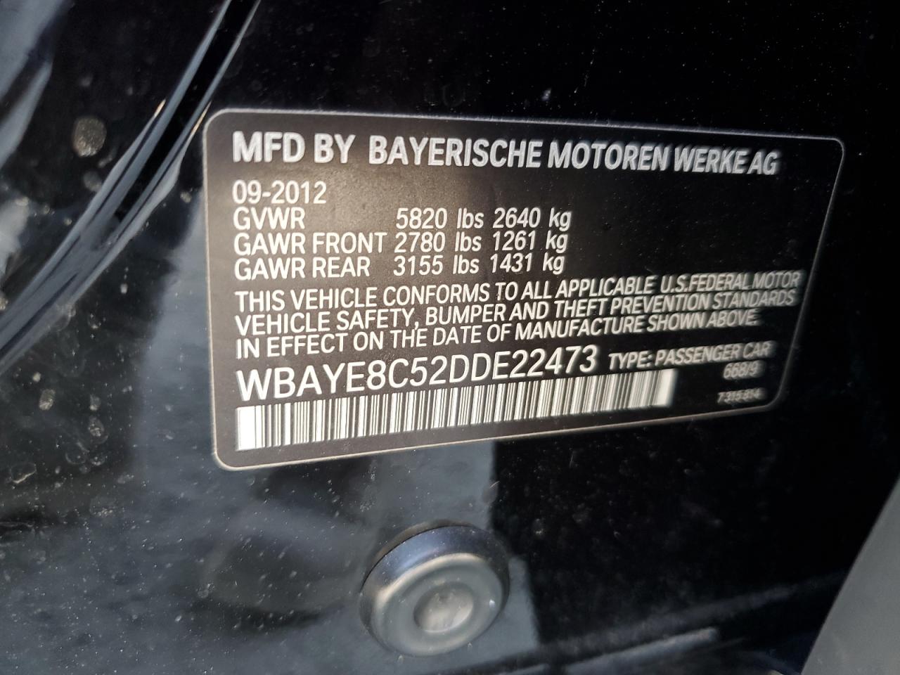 WBAYE8C52DDE22473 2013 BMW 750 Li