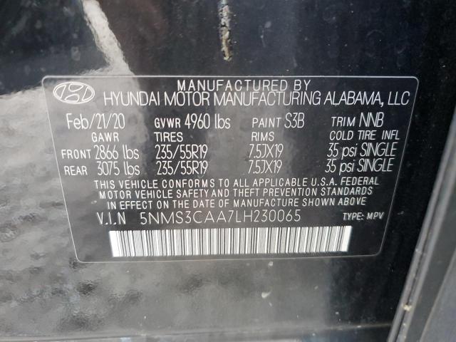 2020 Hyundai Santa Fe Sel VIN: 5NMS3CAA7LH230065 Lot: 56403324