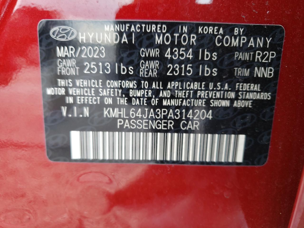 KMHL64JA3PA314204 2023 Hyundai Sonata Sel