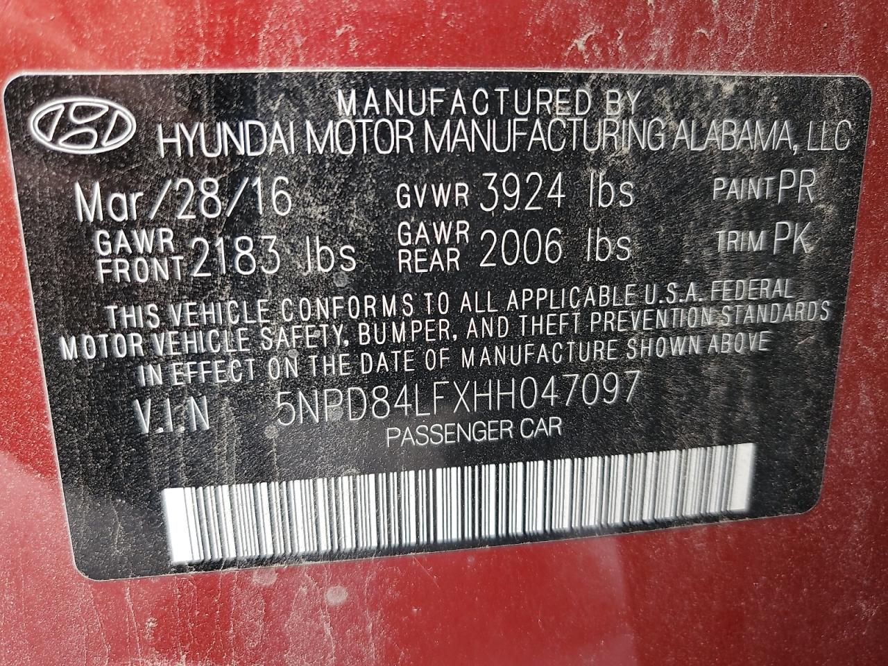 5NPD84LFXHH047097 2017 Hyundai Elantra Se