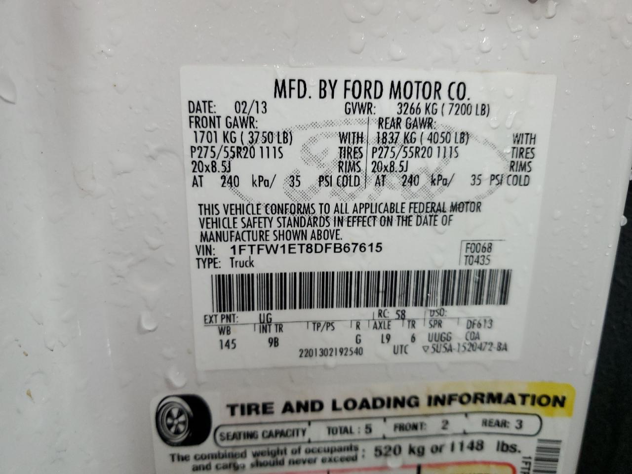 1FTFW1ET8DFB67615 2013 Ford F150 Supercrew