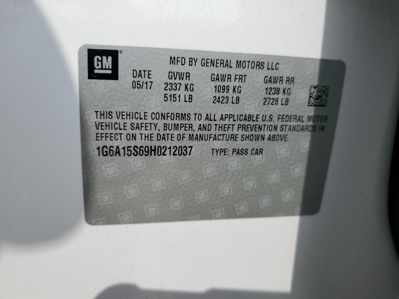 1G6A15S69H0212037 2017 Cadillac Cts-V