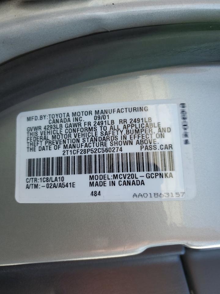 2T1CF28P52C560274 2002 Toyota Camry Solara Se