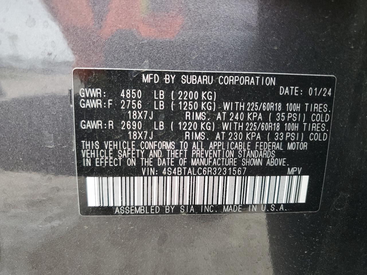 4S4BTALC6R3231567 2024 Subaru Outback Onyx Edition