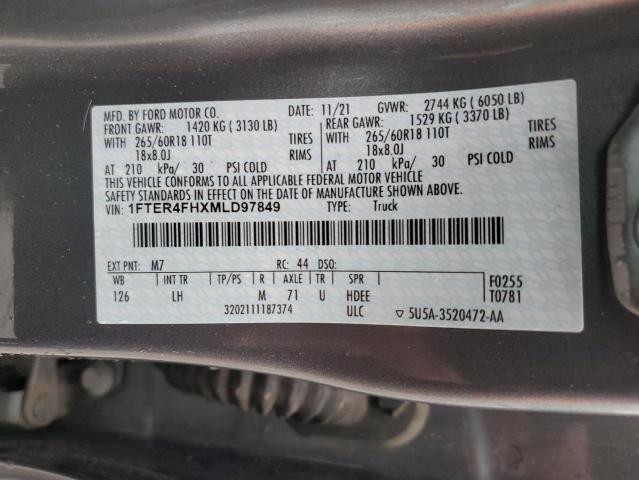 2021 Ford Ranger Xl VIN: 1FTER4FHXMLD97849 Lot: 55350734