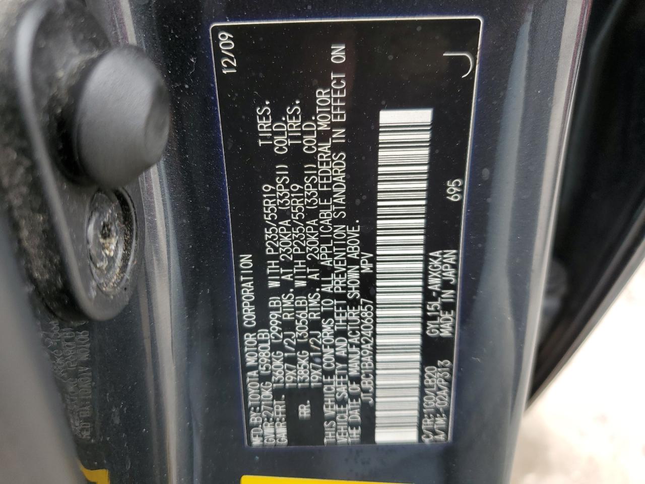 JTJBC1BA9A2406857 2010 Lexus Rx 450