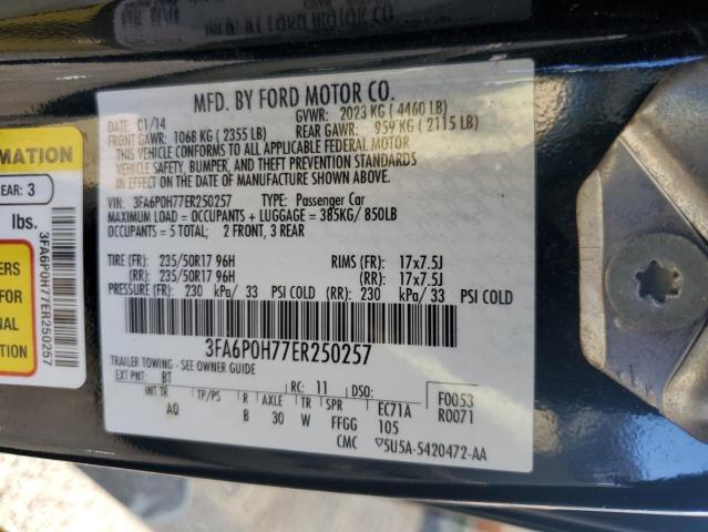 2014 Ford Fusion Se VIN: 3FA6P0H77ER250257 Lot: 57057034