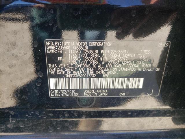 2009 Toyota Rav4 VIN: JTMBF33V89D017232 Lot: 54440864