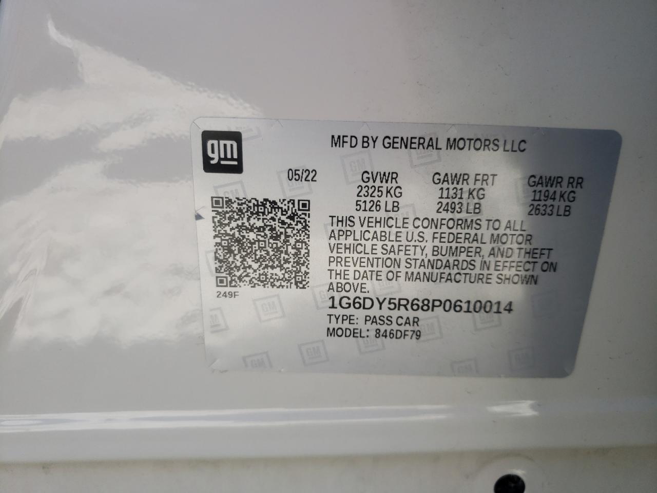 1G6DY5R68P0610014 2023 Cadillac Ct5-V Blackwing