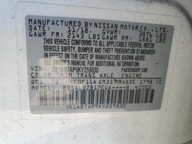 2019 Nissan Sentra S VIN: 3N1AB7AP9KY259830 Lot: 56473074