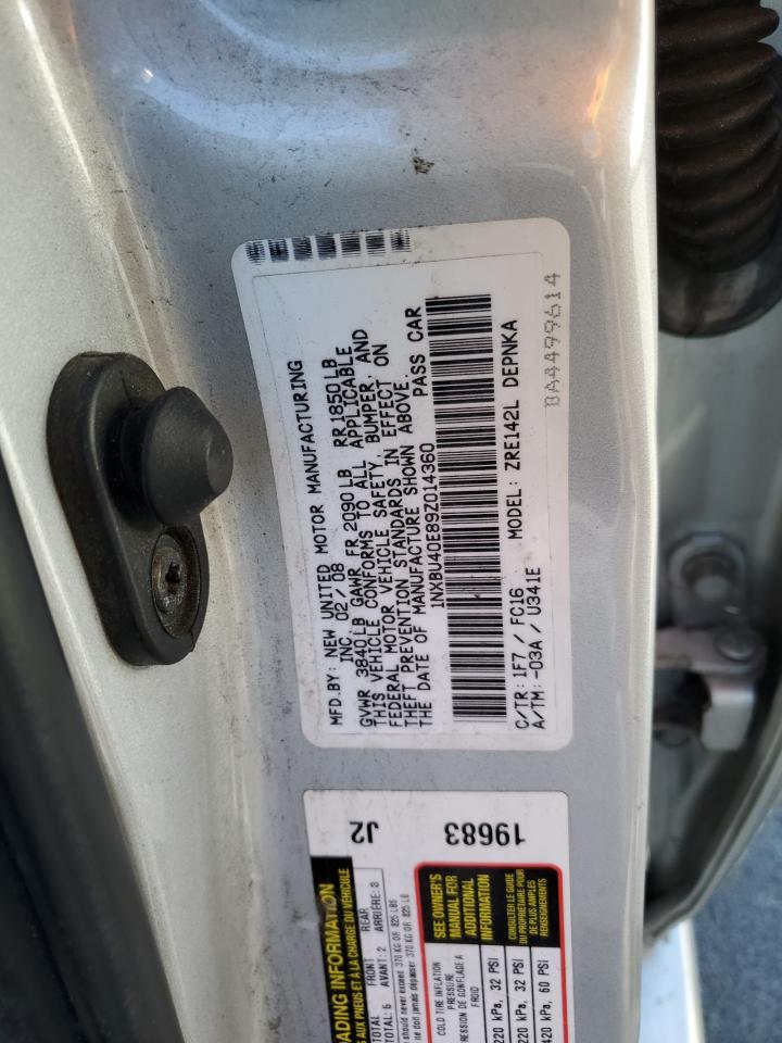 1NXBU40E89Z014360 2009 Toyota Corolla Base