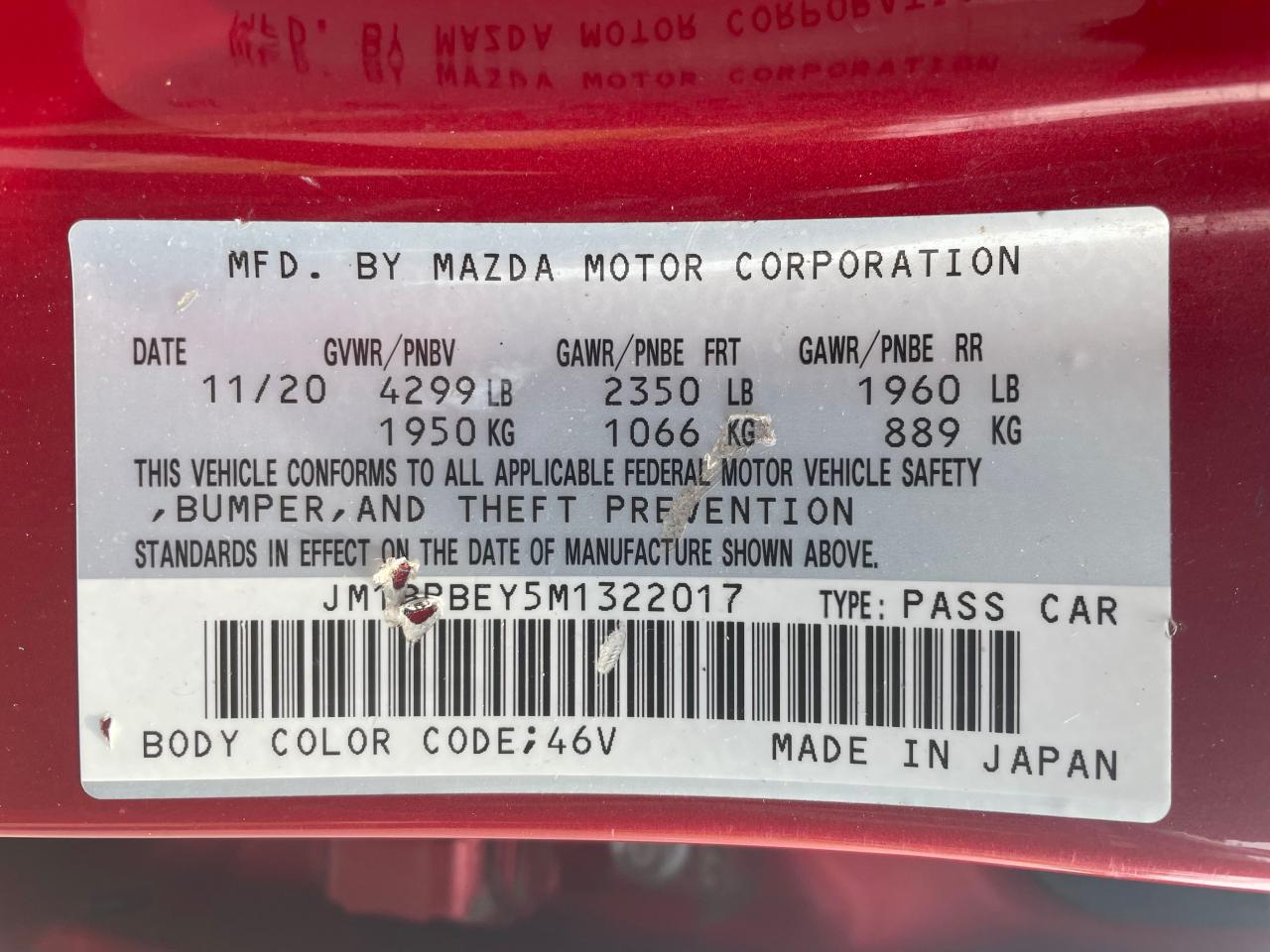 2021 Mazda 3 Premium Plus vin: JM1BPBEY5M1322017