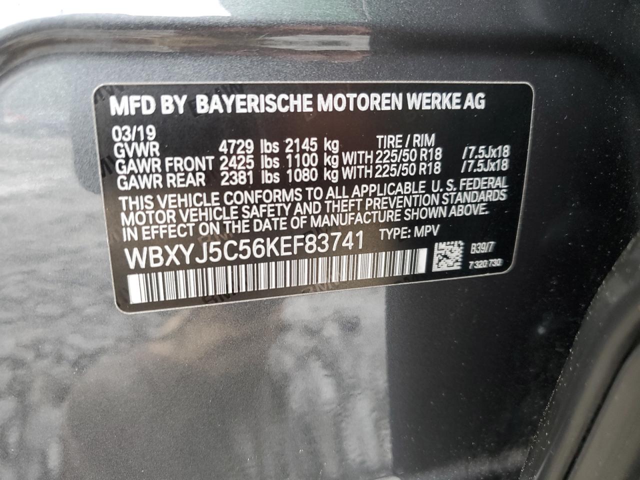 WBXYJ5C56KEF83741 2019 BMW X2 xDrive28I