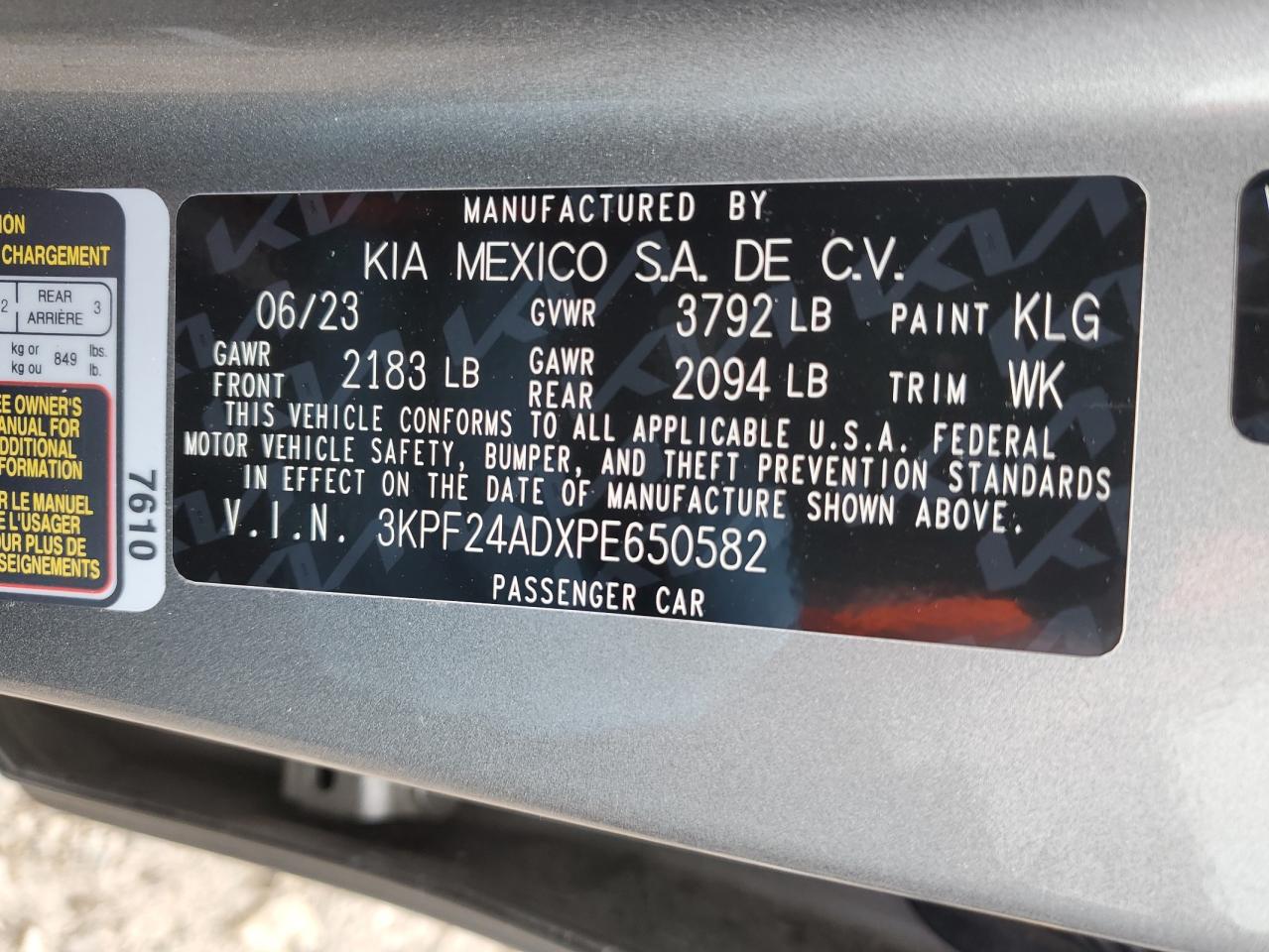 3KPF24ADXPE650582 2023 Kia Forte Lx