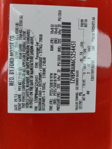 2012 Ford Mustang VIN: 1ZVBP8AM6C5254451 Lot: 54466954