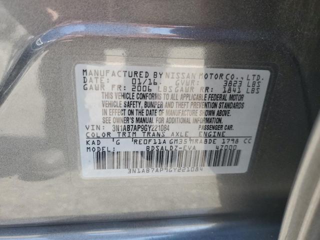 2016 Nissan Sentra S VIN: 3N1AB7AP9GY221084 Lot: 56227314