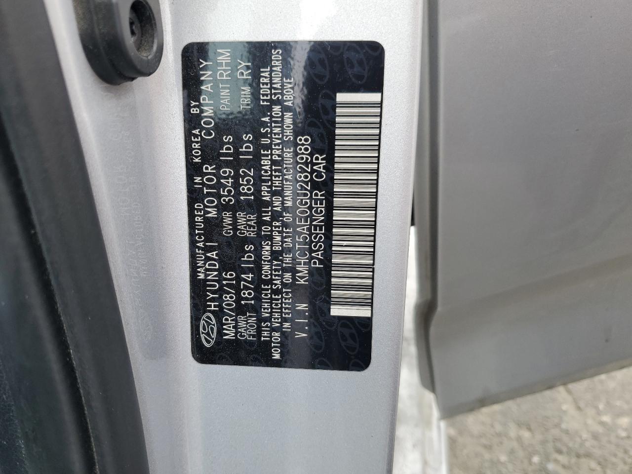 KMHCT5AE0GU282988 2016 Hyundai Accent Se