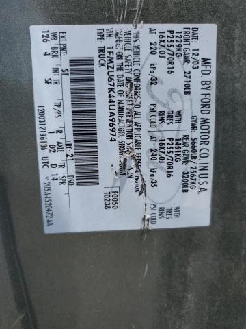 2004 Ford Explorer Sport Trac VIN: 1FMZU67K44UA96974 Lot: 57052864