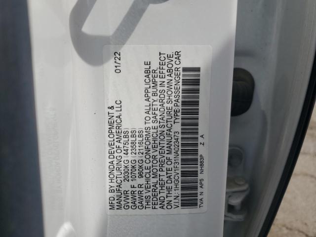 2022 Honda Accord Sport VIN: 1HGCV1F31NA023473 Lot: 56567284