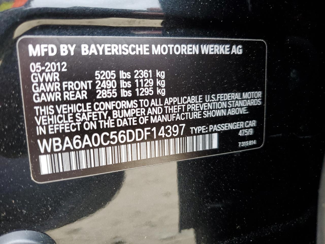 WBA6A0C56DDF14397 2013 BMW 640 I