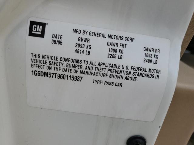 2006 Cadillac Cts VIN: 1G6DM57T960115937 Lot: 55843184