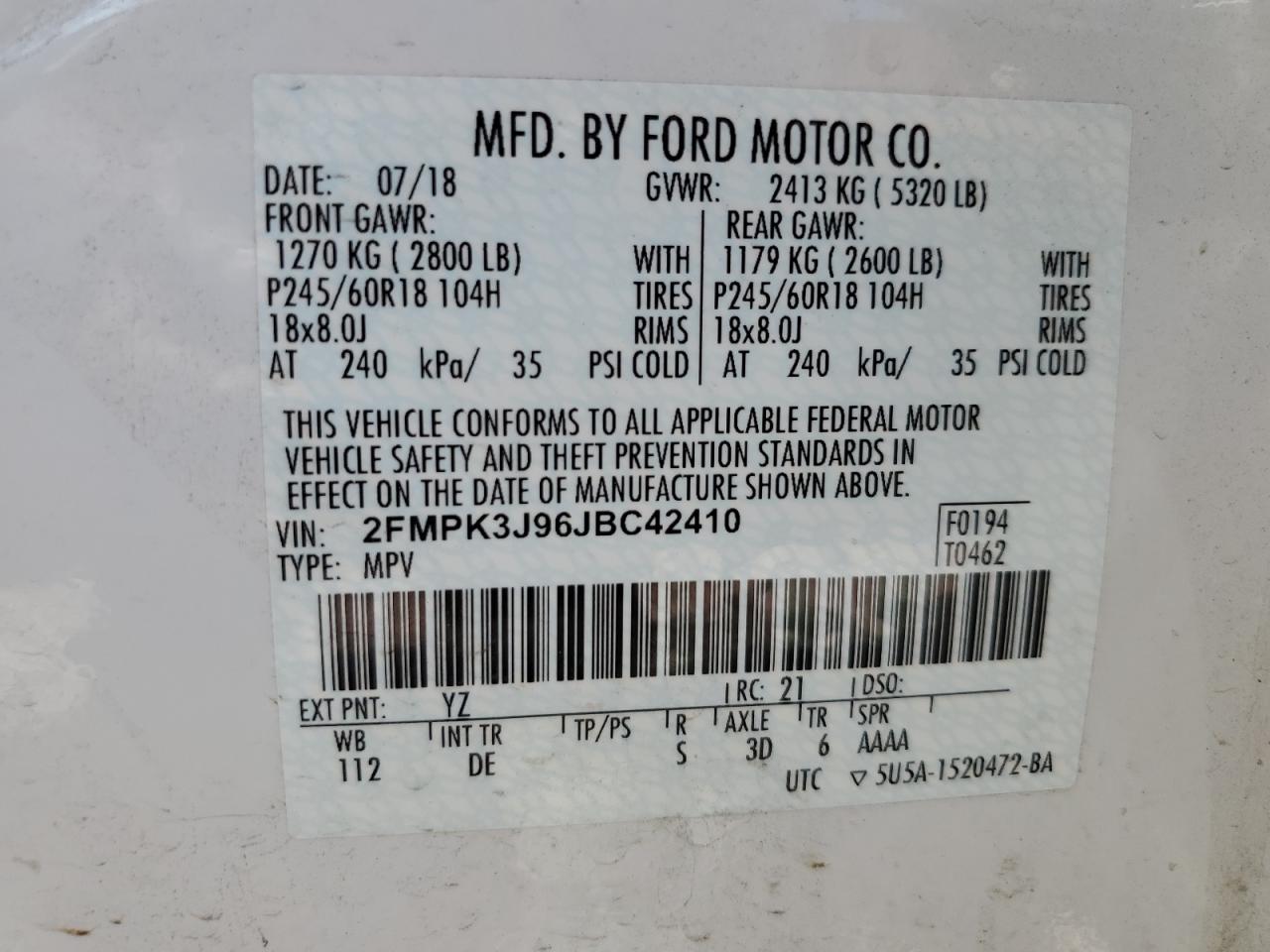 2FMPK3J96JBC42410 2018 Ford Edge Sel