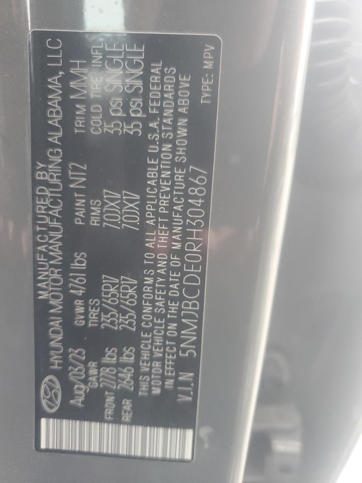 5NMJBCDE0RH304867 2024 Hyundai Tucson Sel