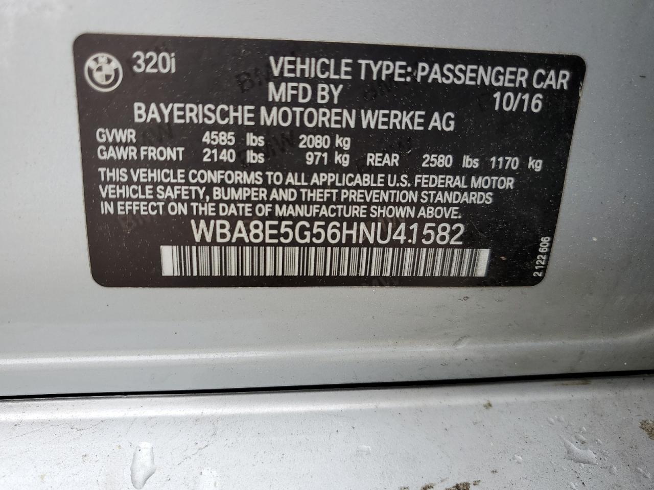 WBA8E5G56HNU41582 2017 BMW 320 Xi