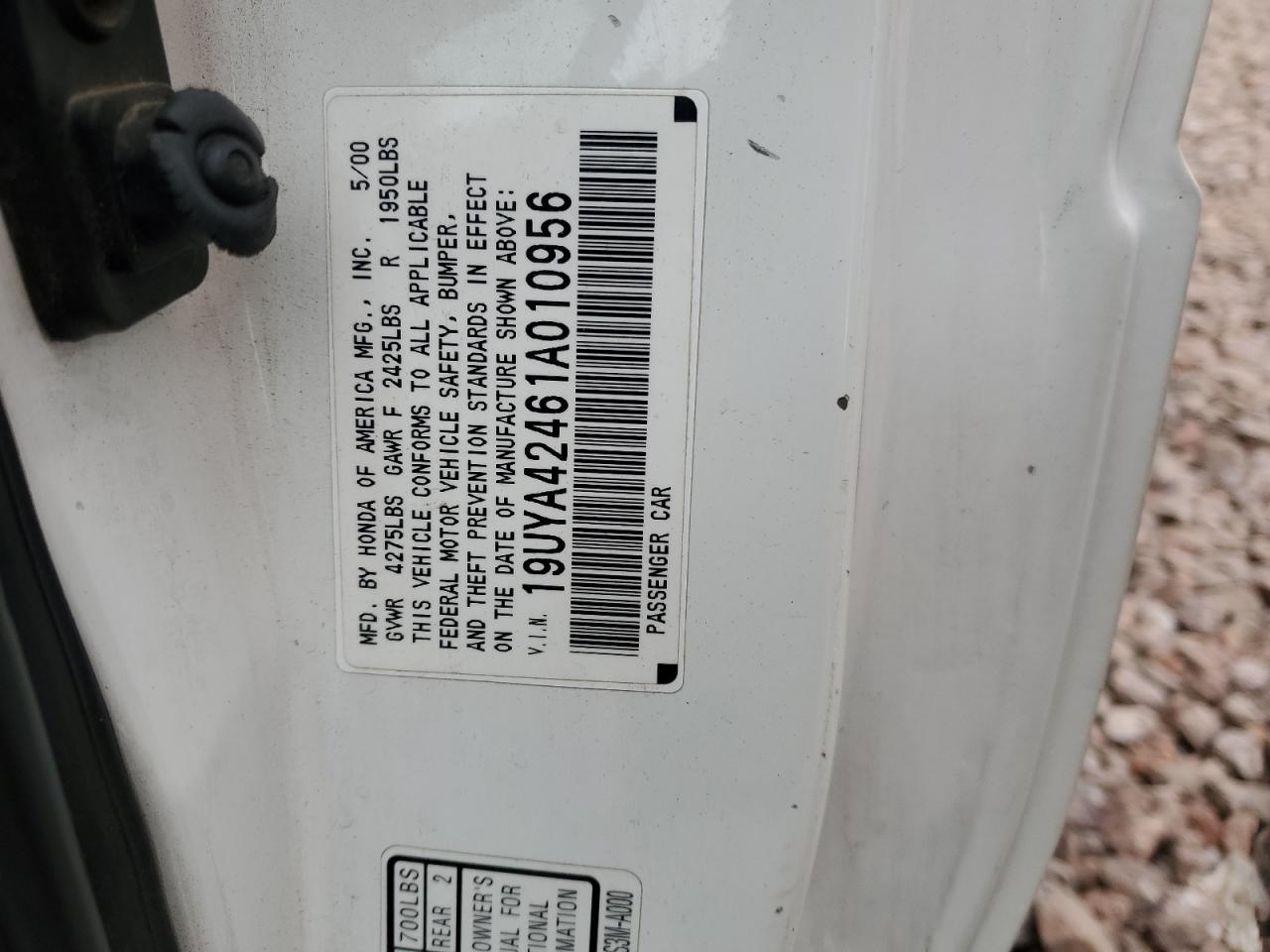 19UYA42461A010956 2001 Acura 3.2Cl