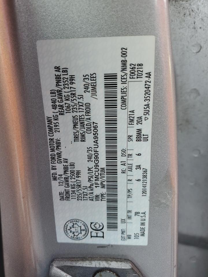 1FMCU9G90FUA95067 2015 Ford Escape Se